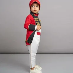 Boys Red Cotton & Satin Suit