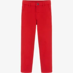Boys Red Slim Fit Chino Trousers