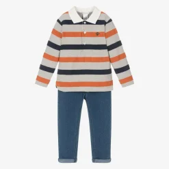 Boys Striped Top & Blue Jeans Set