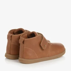 Boys Tan Brown Leather Velcro Boots