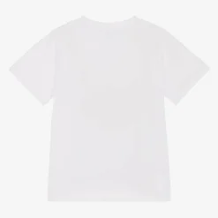 Boys White Braces Print Cotton T-Shirt