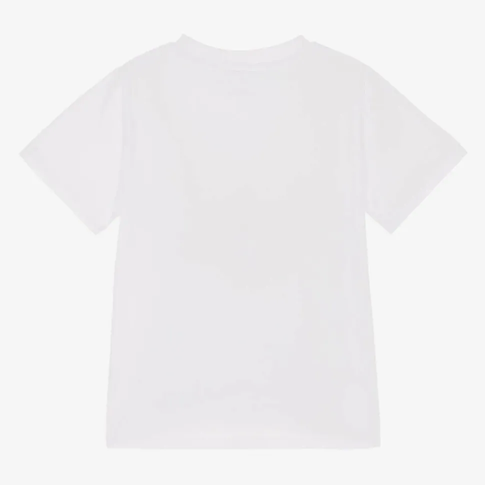 Boys White Braces Print Cotton T-Shirt