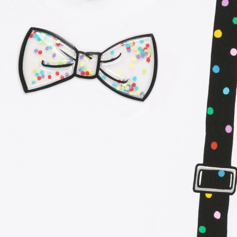 Boys White Braces Print Cotton T-Shirt