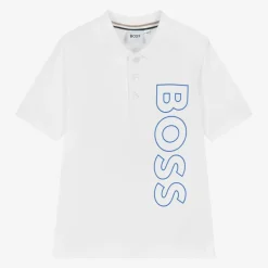 Boys White Cotton Polo Shirt