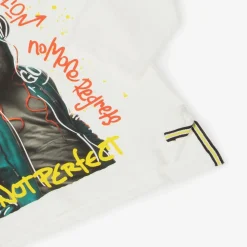 Boys White Cotton Slogan Monkey Top