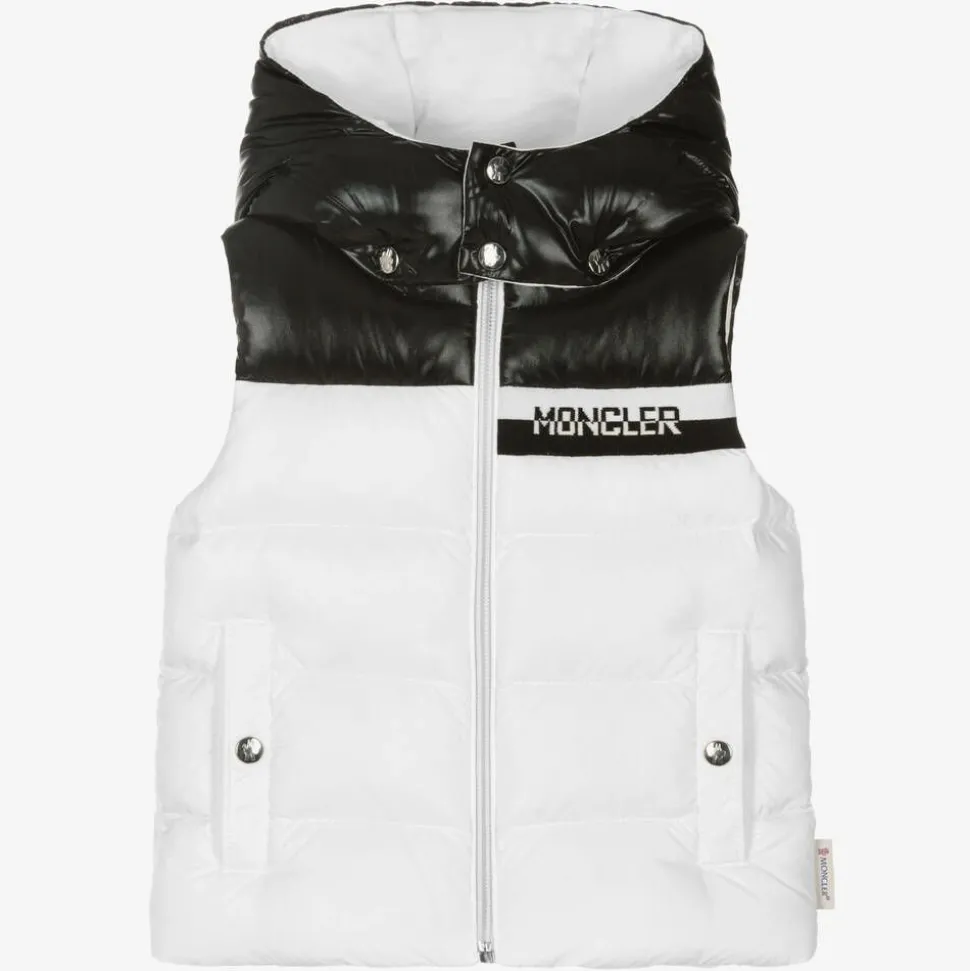 Boys White Down Padded Gilet
