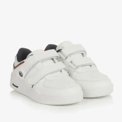 Boys White Faux Leather Velcro Trainers