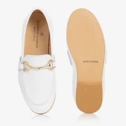 Boys White Leather Loafers