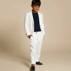 Boys White Linen & Cotton Suit