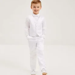 Boys White Satin 5-Piece Suit