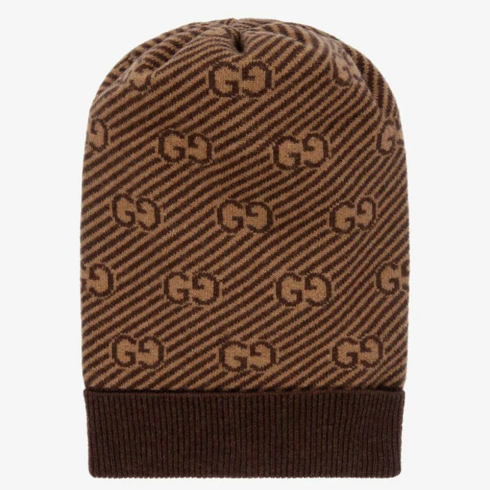Brown & Beige GG Wool Hat
