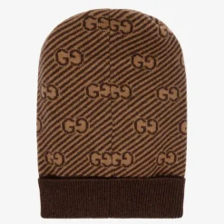 Brown & Beige GG Wool Hat