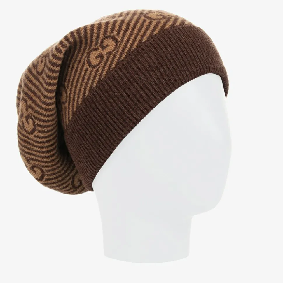 Brown & Beige GG Wool Hat