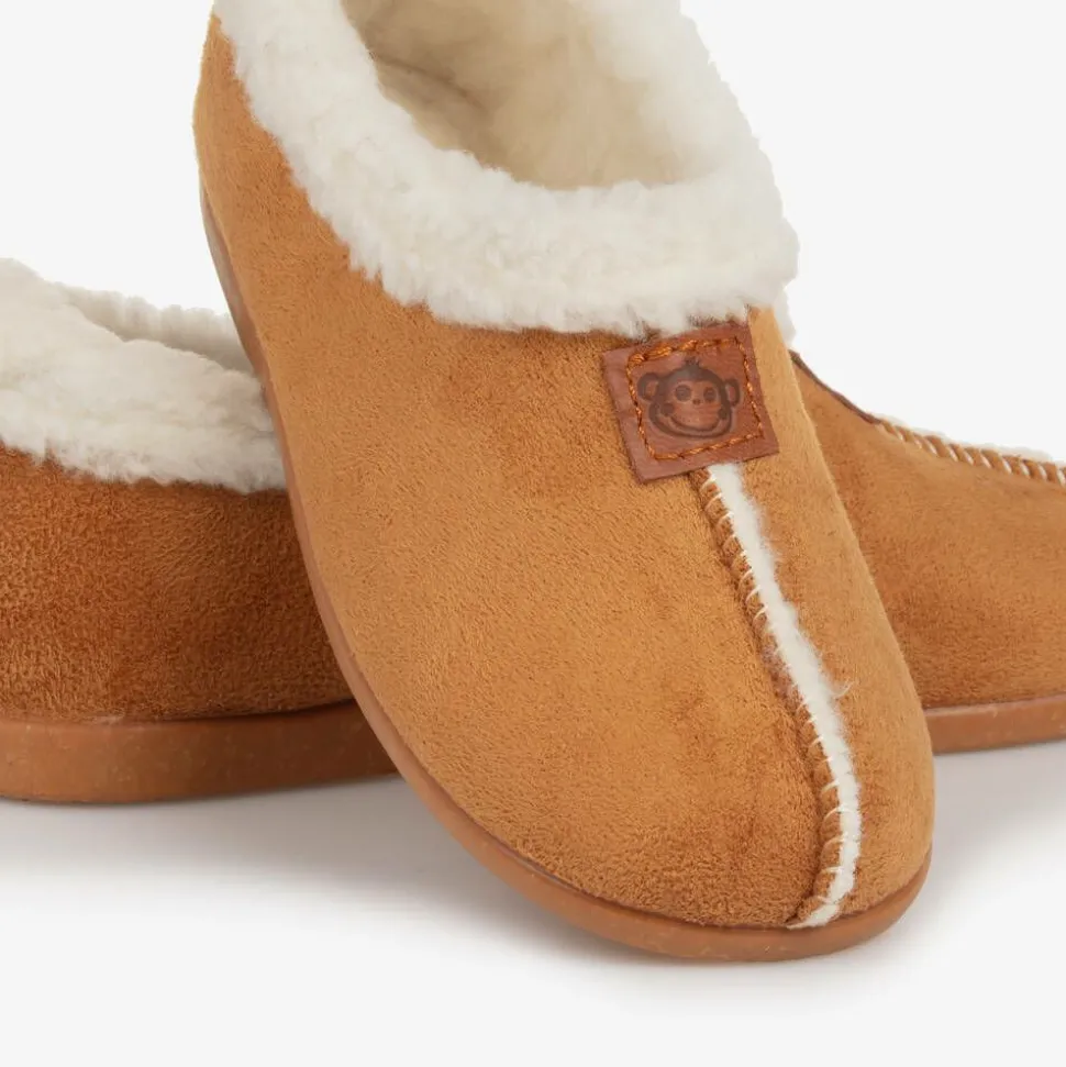 Brown Faux Sheepskin Slippers