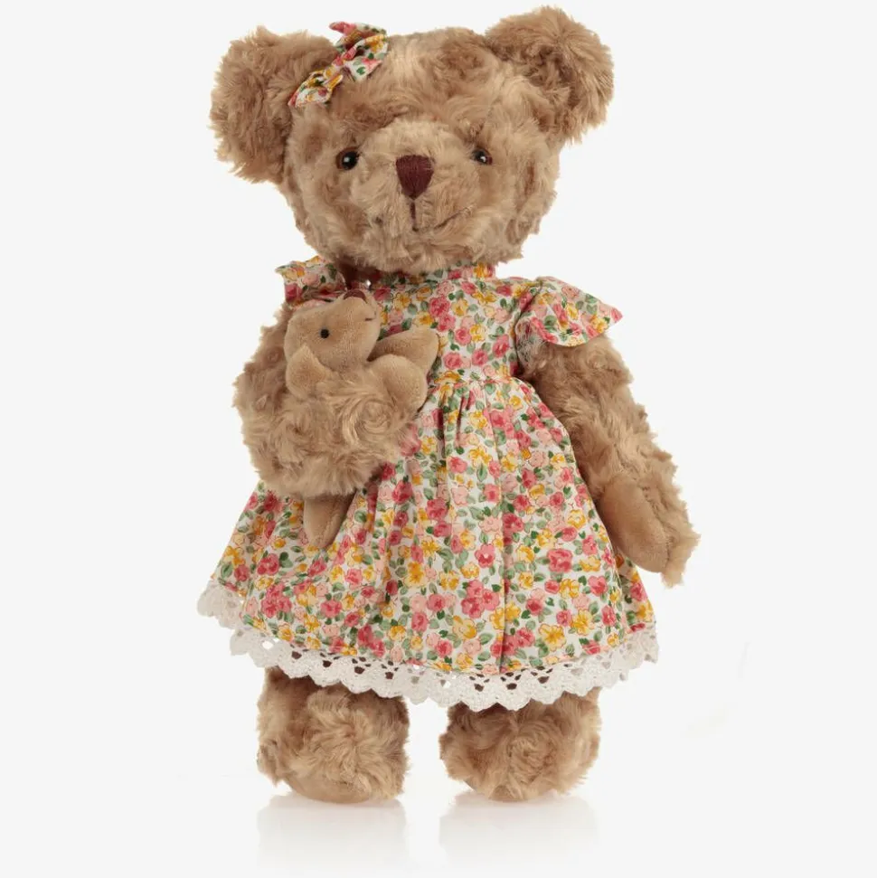Brown Floral Dress Teddy Bear (34cm)