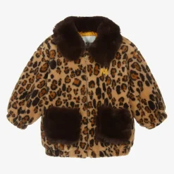 Brown Leopard Print Faux Fur Jacket