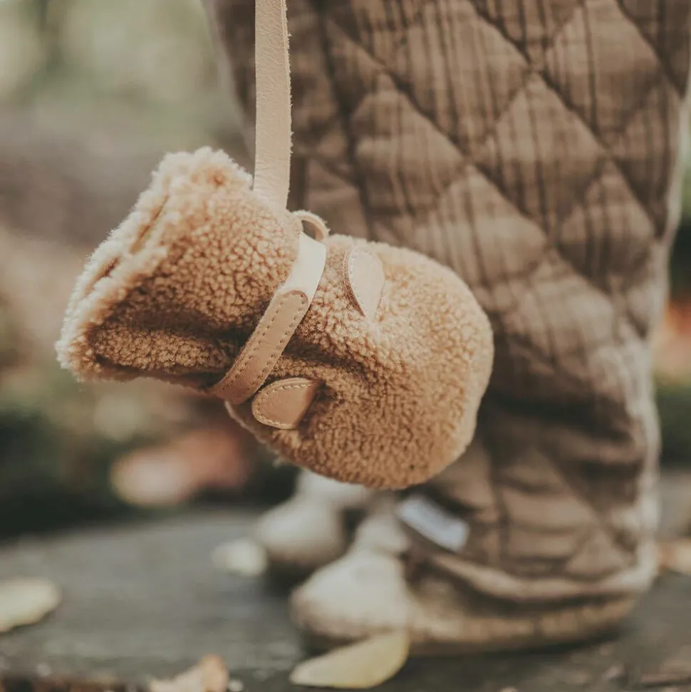 Brown Teddy Fleece Baby Mittens