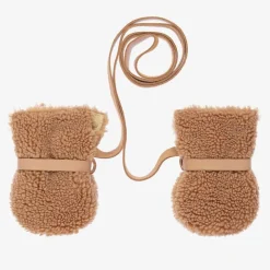 Brown Teddy Fleece Baby Mittens