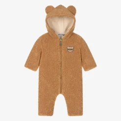Brown Teddy Fleece Pramsuit
