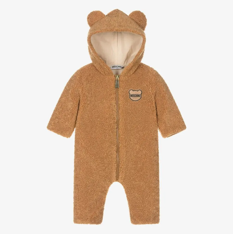 Brown Teddy Fleece Pramsuit