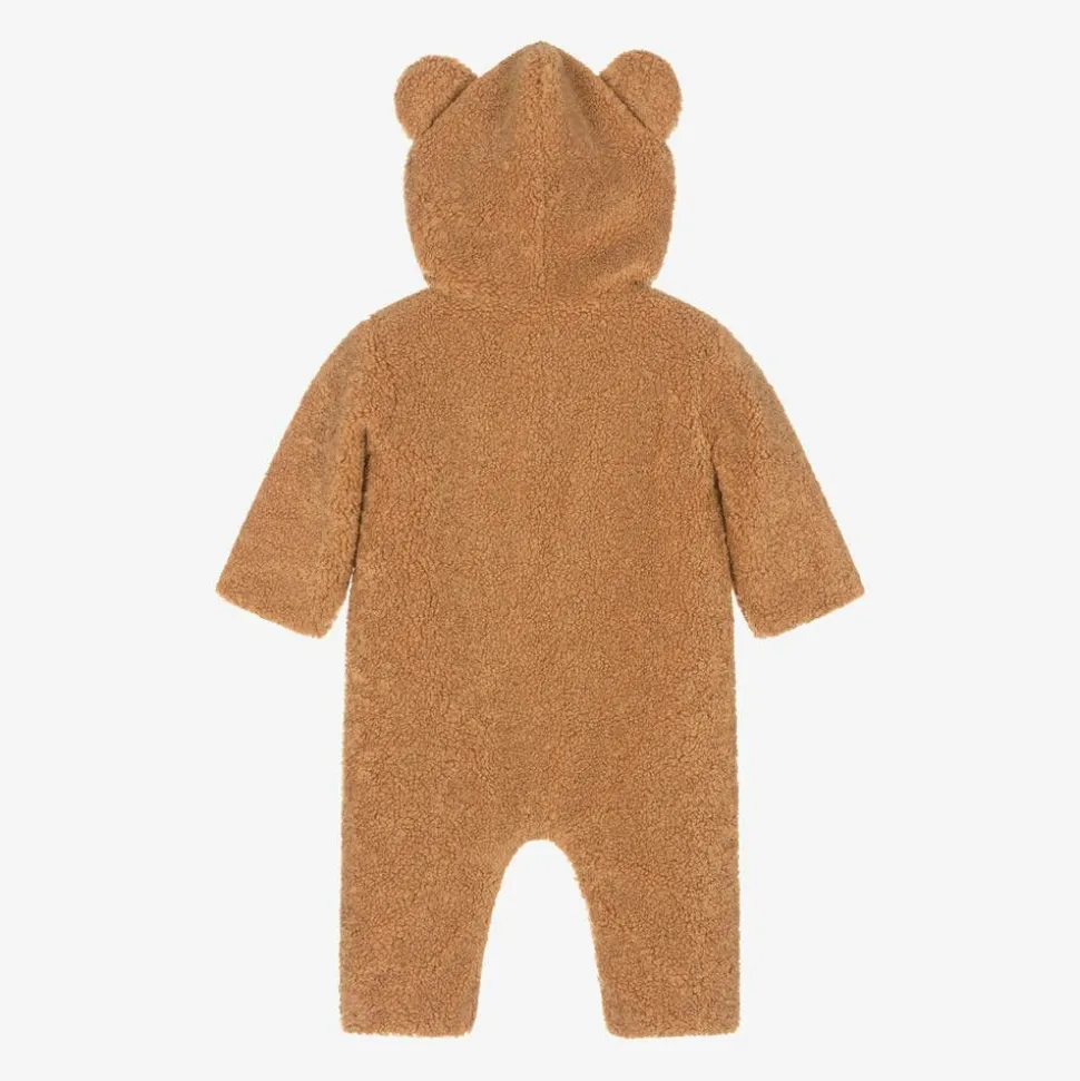 Brown Teddy Fleece Pramsuit