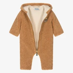 Brown Teddy Fleece Pramsuit