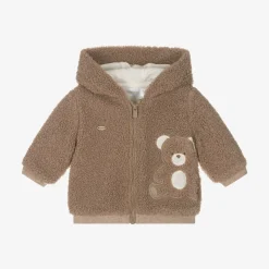 Brown Teddy Fleece Zip-Up Baby Top
