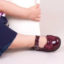 Burgundy Red Patent Bar Shoes