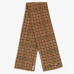 Dark Beige Houndstooth Velour Scarf