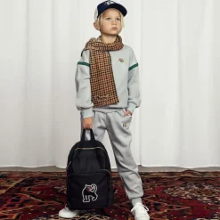 Dark Beige Houndstooth Velour Scarf