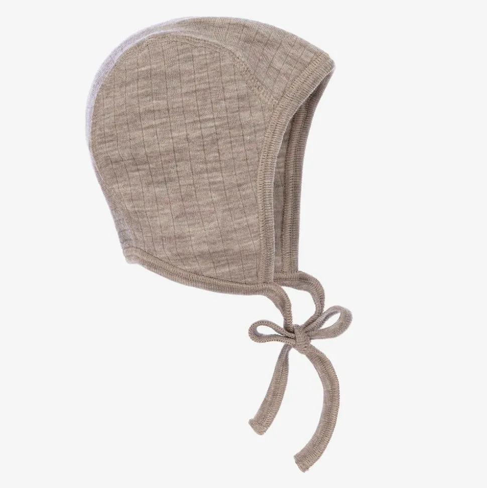 Dark Beige Merino Wool Bonnet