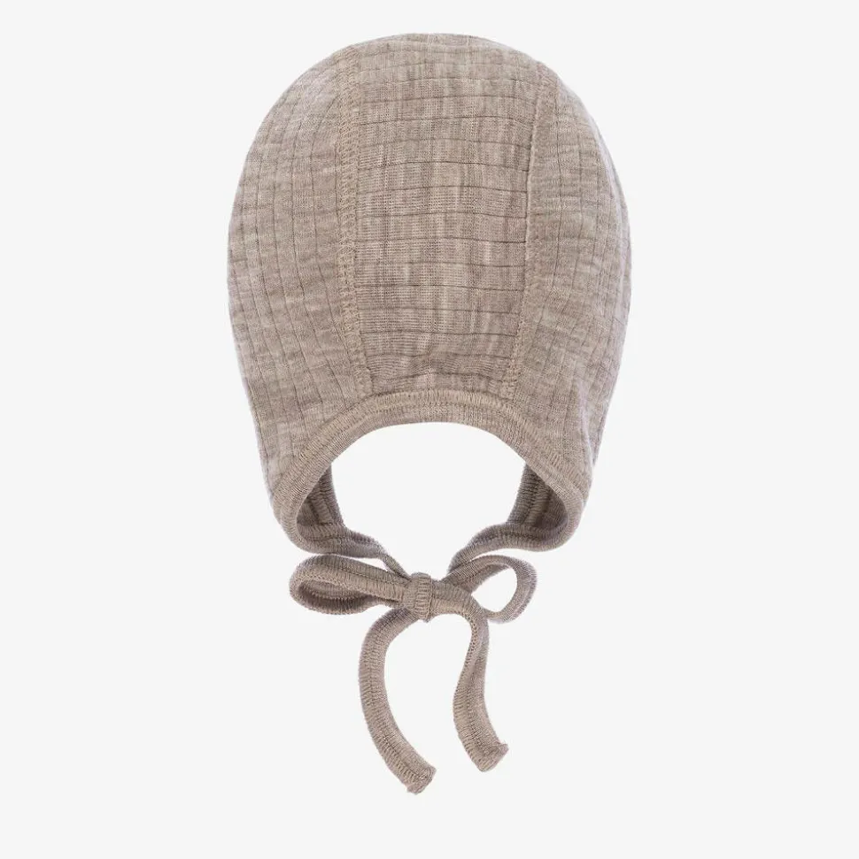 Dark Beige Merino Wool Bonnet