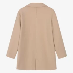 Girls Beige & Pink Viscose Coat