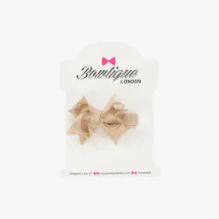 Girls Beige Bow Hair Clip (4cm)
