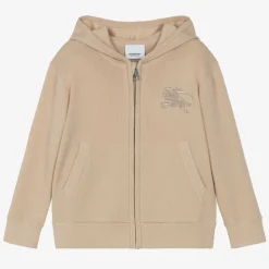 Girls Beige Cashmere EKD Zip-Up Hoodie