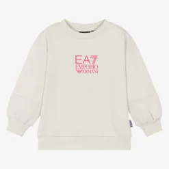 Girls Beige Cotton EA7 Logo Sweatshirt