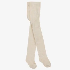 Girls Beige Cotton Glitter Tights