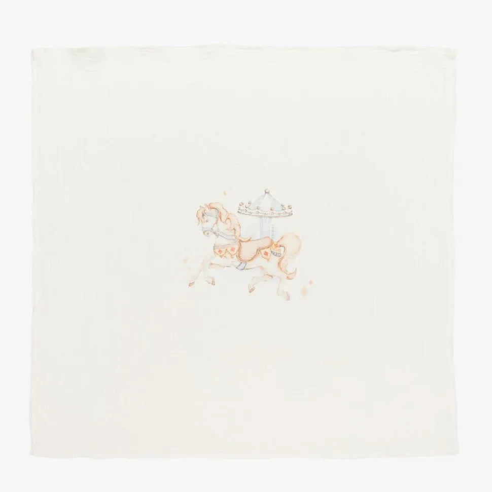 Girls Beige Cotton Horse Muslins (2 Pack)