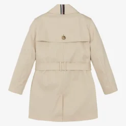 Girls Beige Cotton Trench Coat