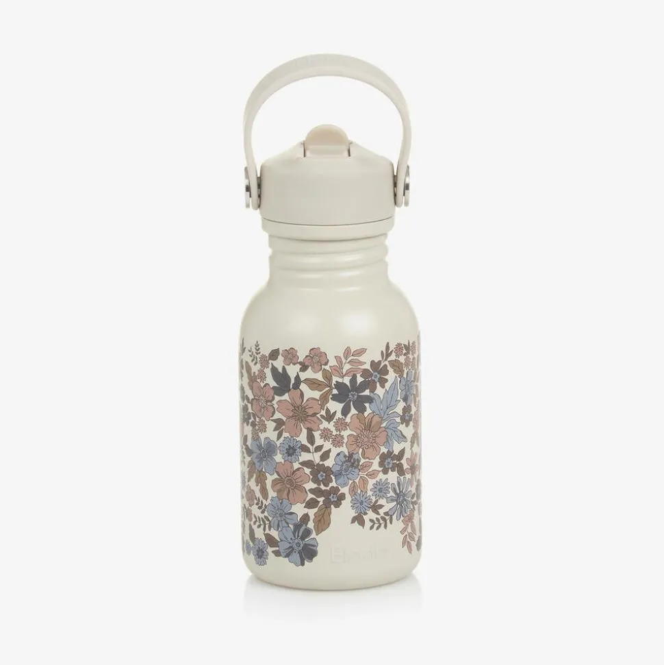 Girls Beige Floral Water Bottle (16cm)