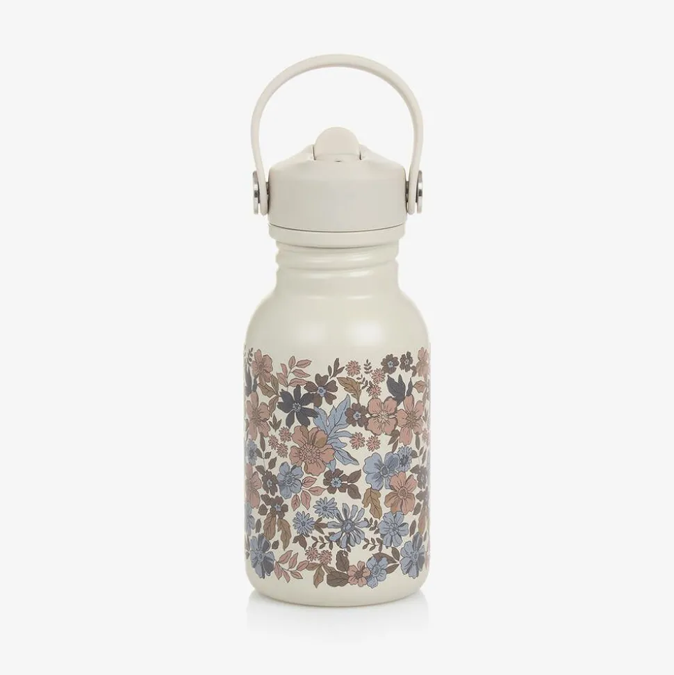 Girls Beige Floral Water Bottle (16cm)