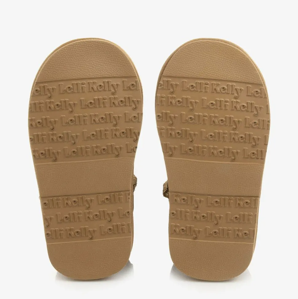 Girls Beige Heart & Diamanté Suede Boots