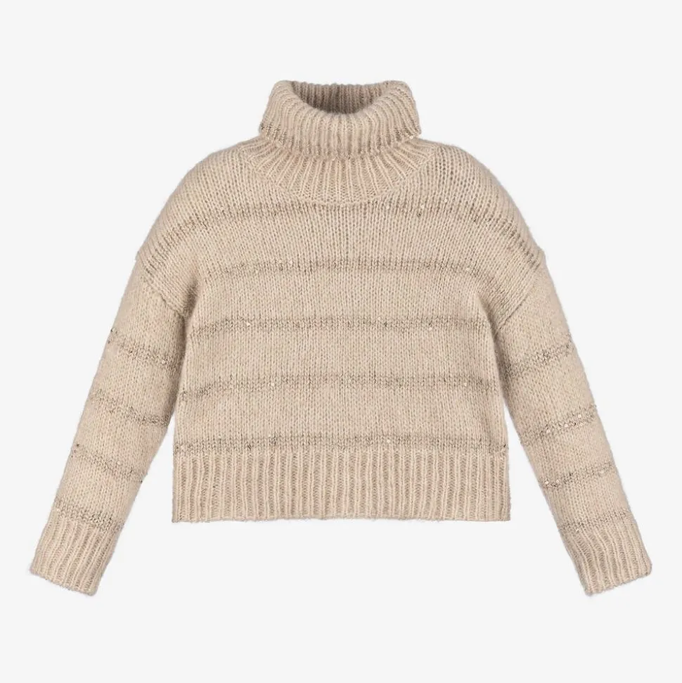 Girls Beige Knitted Sweater