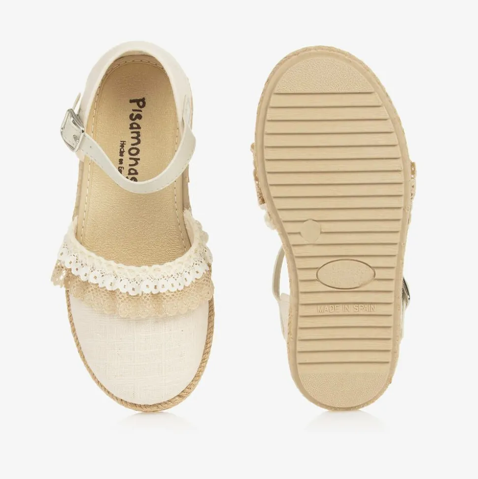 Girls Beige Lacey Espadrilles