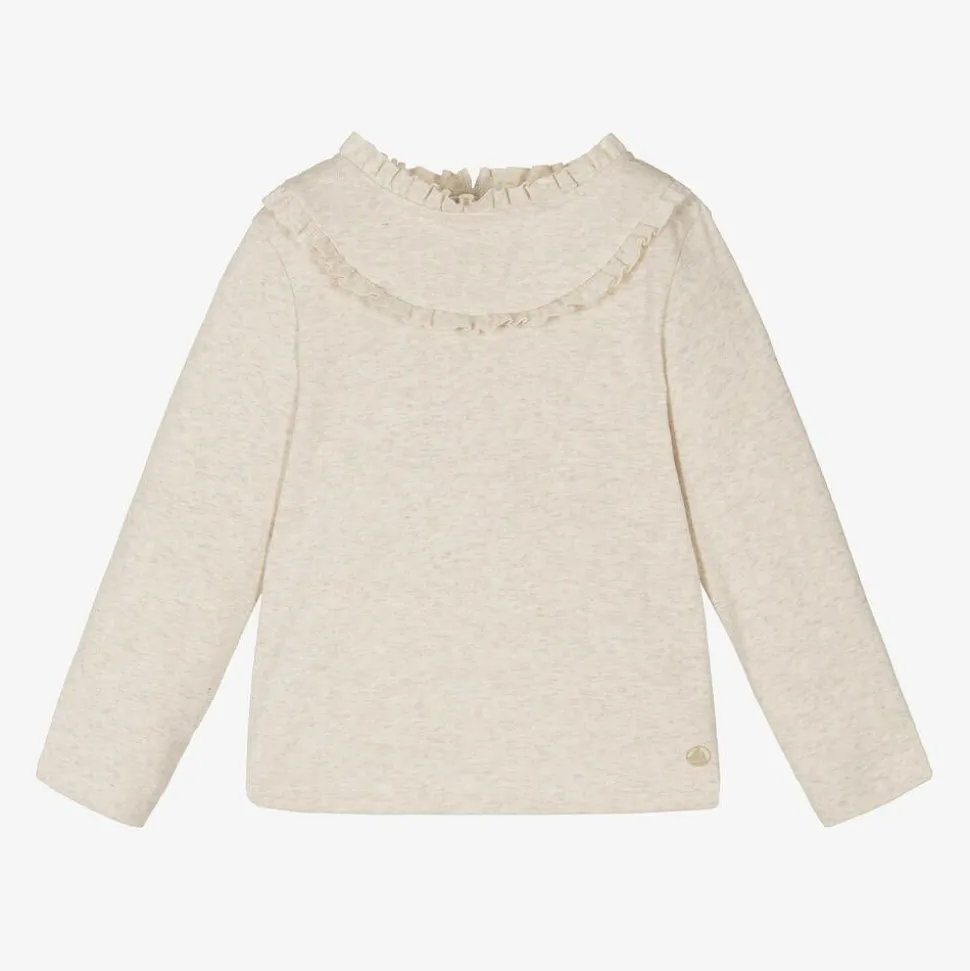 Girls Beige Organic Cotton Top