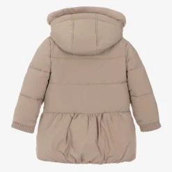 Girls Beige Padded Puffer Coat