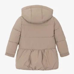 Girls Beige Padded Puffer Coat