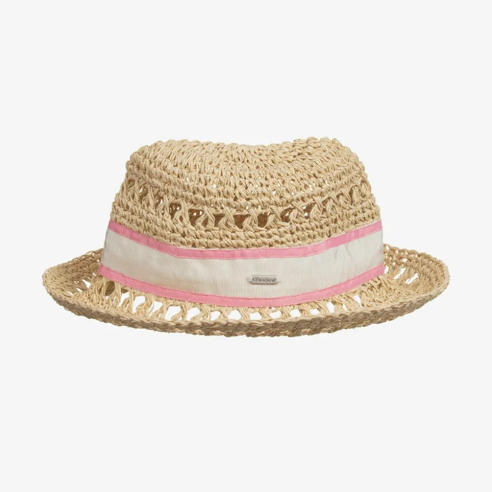 Girls Beige Straw Hat