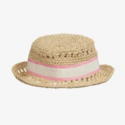 Girls Beige Straw Hat