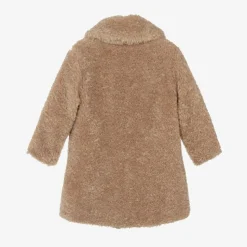 Girls Beige Teddy Fleece Coat